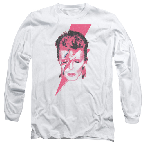 David Bowie Aladdin Sane-Long Sleeve Adult T-Shirt, White - Medium