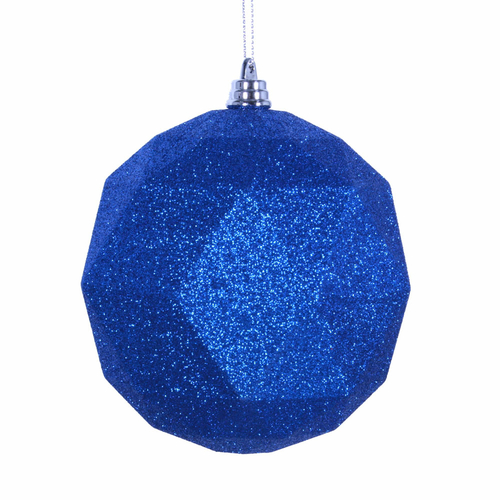 8 in. Blue Glitter Geometric Christmas Ornament Ball