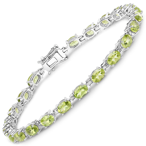 9.46 Carat Genuine Peridot .925 Sterling Silver Bracelet