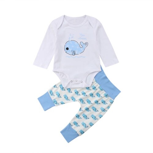 2Pcs Newborn Baby Boy Girl Cotton Romper Tops Long