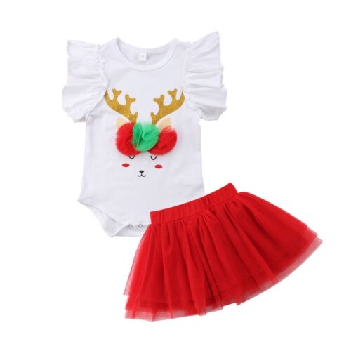Christmas Newborn Kids Baby Girls Flying Sleeve