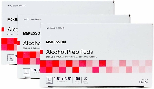 Alcohol Prep Pads. Case of 1000 Pads 1.8 x 3.5 inch for Skin