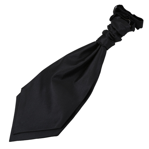 Solid Check Pre-Tied Ruche Cravat - Boys - Black
