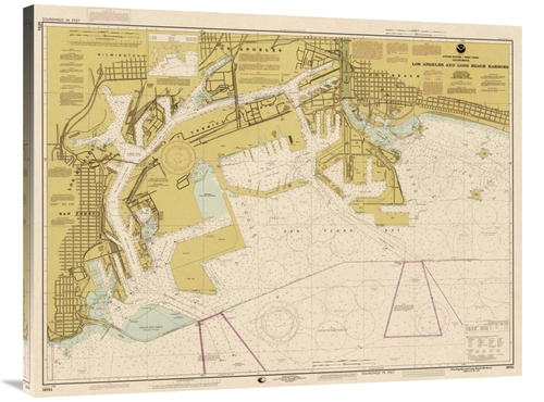 Global Gallery GCS-450547-40-142 40 in. Nautical Chart - Los Angeles &