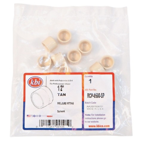 Kbi RCP-0500-SP CPVC Cap  0.5 in. Slip - Bag of 10