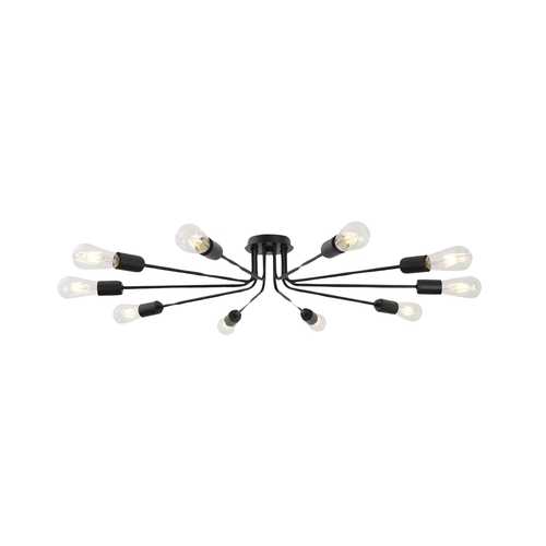 10 Light Sputnik Chandelier Black Ceiling Light Semi Flush Mount Light