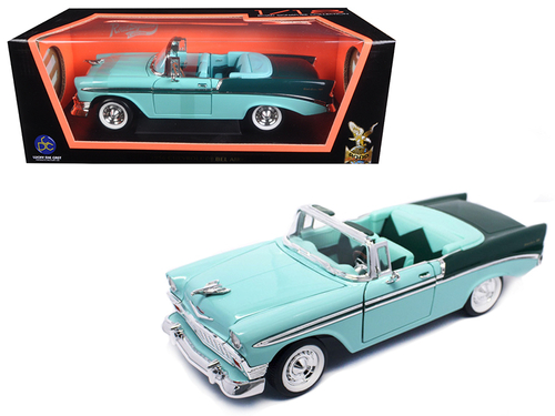 1956 Chevrolet Bel Air Convertible Green/Dark Green 1/18 Diecast Model