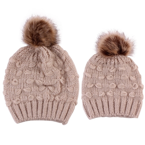 2pcs Fashion Mom And Baby Hat New Warm Winter