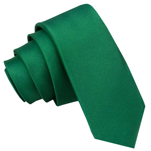 Plain Satin Skinny Tie - Emerald Green