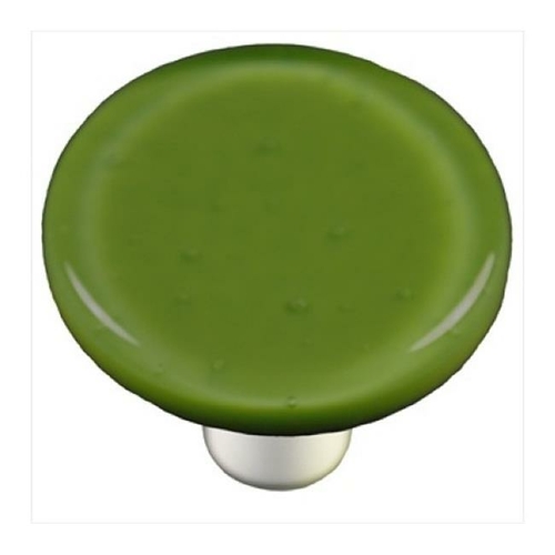 Hot Knobs HK1019-KRB Olive Green Round Glass Cabinet Knob - Black Post