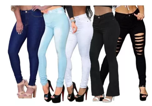 Main Pack of 5 Women's High-Waisted BumBum Shaping Jeans image