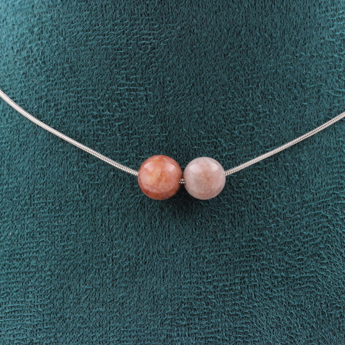 Sunstone 8 mm 2 beads necklace.