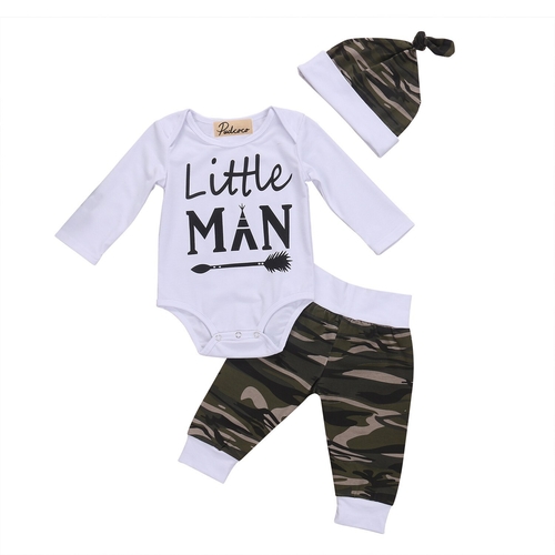 Camouflage Long Sleeve 3Pcs Newborn Baby Boys