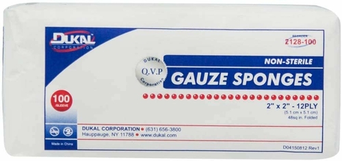 Gauze Sponges 2" x 2". Case of 8000 12-ply Gauze Dressings for Wound