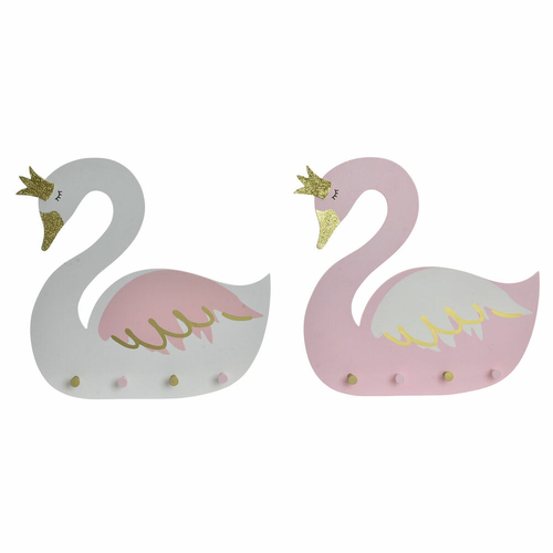 Wall mounted coat hanger DKD Home Decor Wood Children's Swan 40 x 4 x