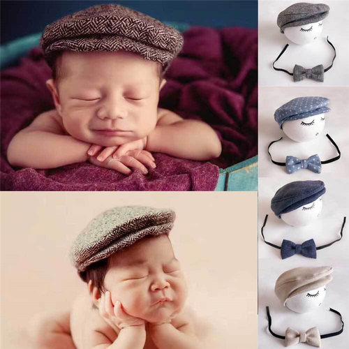 Gentlemen Newborn Baby Boy Peaked Beanie Cap Hat