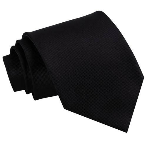Solid Check Classic Tie - Black