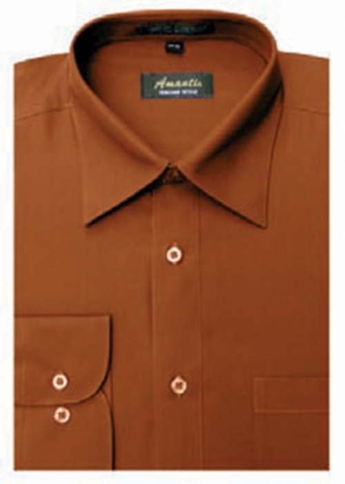 Amanti CL1018-14 1-2x32-33 Amanti Mens Wrinkle Free Rust Dress Shirt -