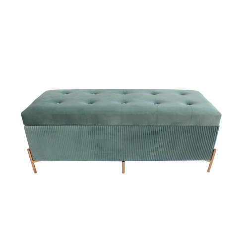 Foot-of-bed Bench DKD Home Decor Polyester MDF Green Glamour (115 x 40