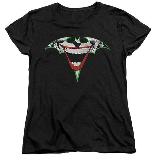 Womens Batman & Joker Bat Logo-Short Sleeve Tee, Black - Small