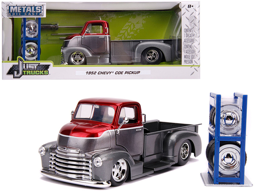 1952 Chevrolet COE Pickup Truck Gray Metallic and Candy Red with Extra