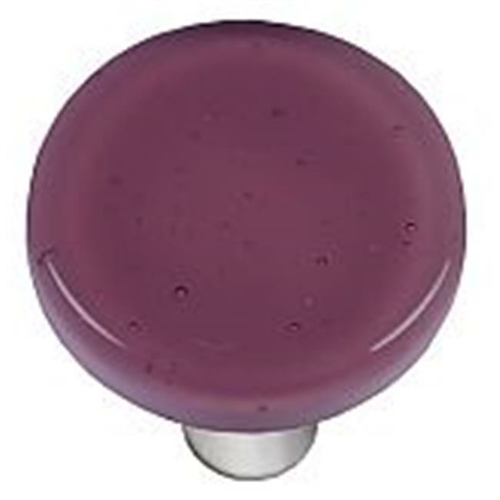 Hot Knobs HK1037-KRA Light Plum Round Glass Cabinet Knob - Aluminum Po