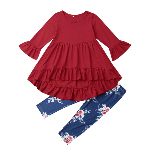 Fashion Toddler Baby Girls Bell Sleeve Ruffle