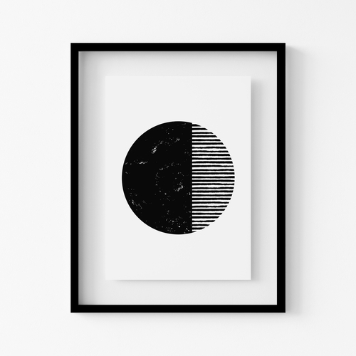 Black and White Circle Art Print 