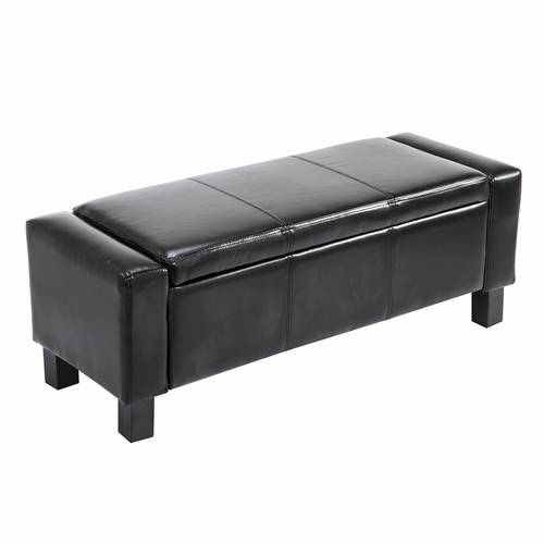 HOMCOM Deluxe Storage Ottoman Bench Chest Organizer Chair Black