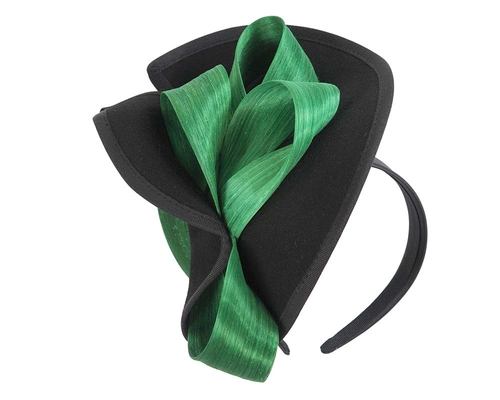 Twisted black & green felt fascinator