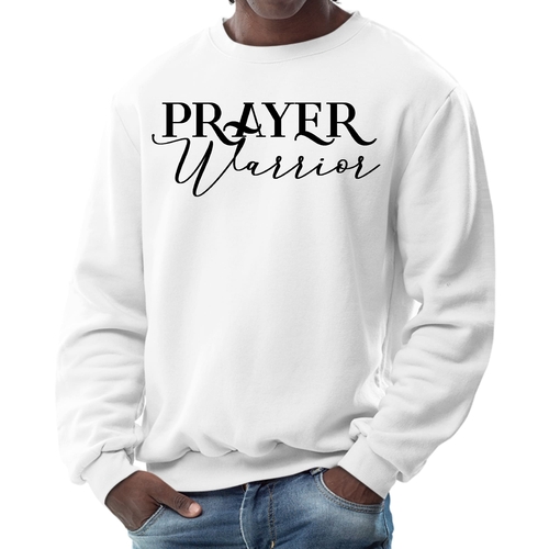 Mens Graphic Sweatshirt - Prayer Warrior Script Style Illustration