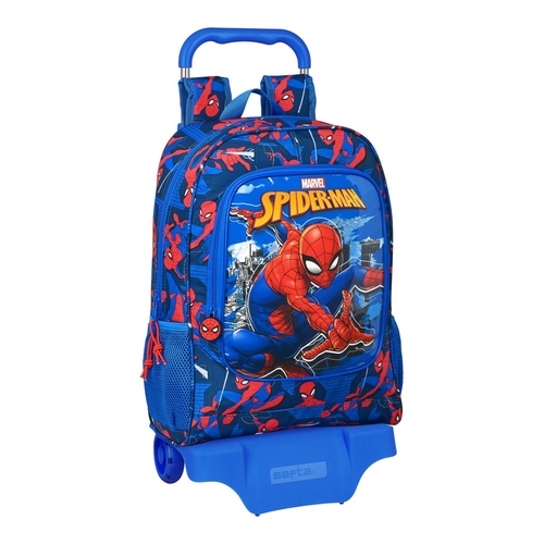 School Rucksack with Wheels Spiderman Great Power Red Blue (32 x 42 x