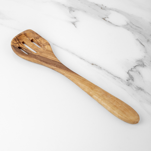 11.8" (30cm) Olive Wood Slotted Spatula, Handmade