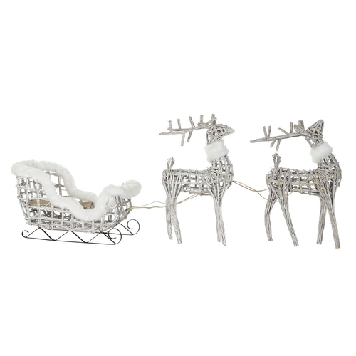 Christmas bauble DKD Home Decor White Metal wicker Plastic 60 x 30 x