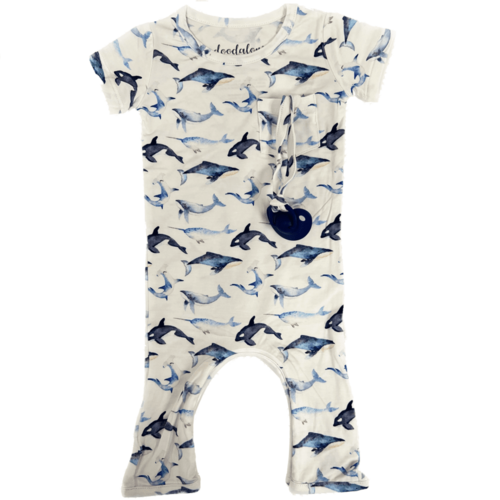 I Whaley Love You - Doodalou Bamboo Baby Romper Short Sleeve with