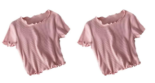 PINK Half Sleeve top Girl's Women's Ribbed Half Sleeve Top with Round