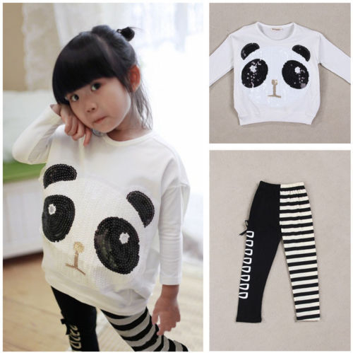 Lovely baby Girls Kids clothes set 2Pcs suit Panda