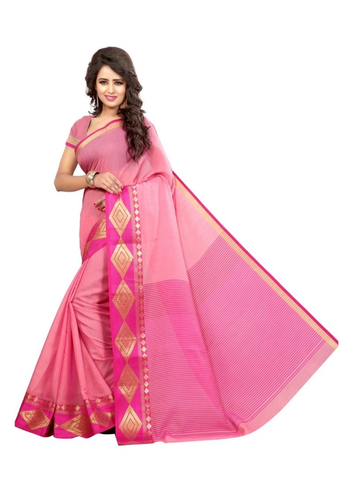 Generic Women's Cotton  Saree(Pink, 5.5-6 Mtr)