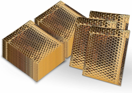 Pack of 100 Metallic Bubble Mailers 9.5 x 13.5 Gold Bubble Mailers 9