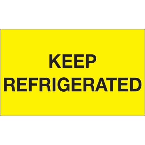 Tape Logic DL1115 3 x 5 in. - Keep Refrigerated Fluorescent Yellow Lab