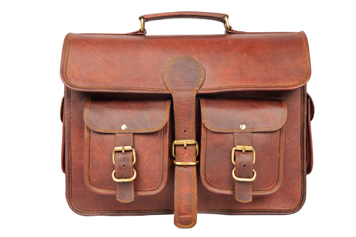 Handmade Leather Laptop Messenger Briefcase Bag For Unisex .