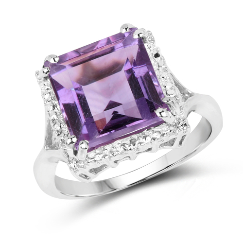 4.35 Carat Genuine Amethyst .925 Sterling Silver Ring