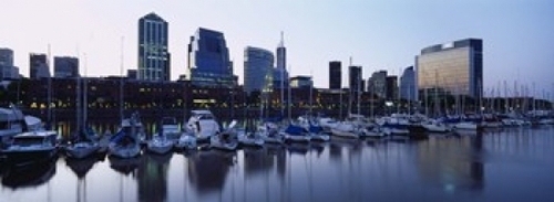 Boats Docked At A Harbor  Puerto Madero  Buenos Aires  Argentina Poste