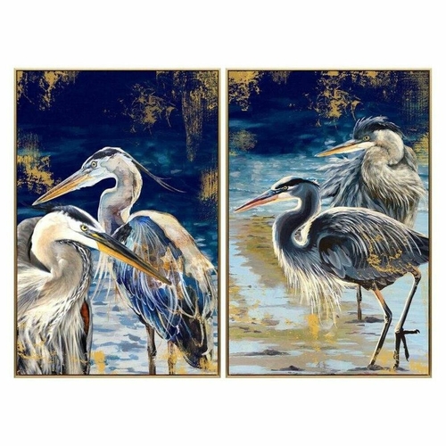 Painting DKD Home Decor 63 x 3,5 x 93 cm Oriental Lacquered Heron (2