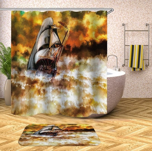 Stunning Sailboat Art Painting Shower Curtain