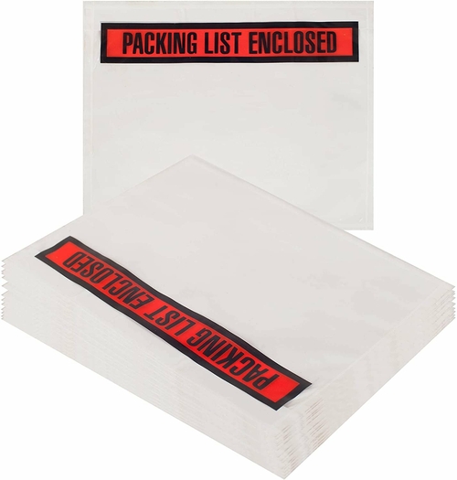 Pack of 100 Red Panel Packing List Enclosed Envelopes 7 x 5 Panel Face