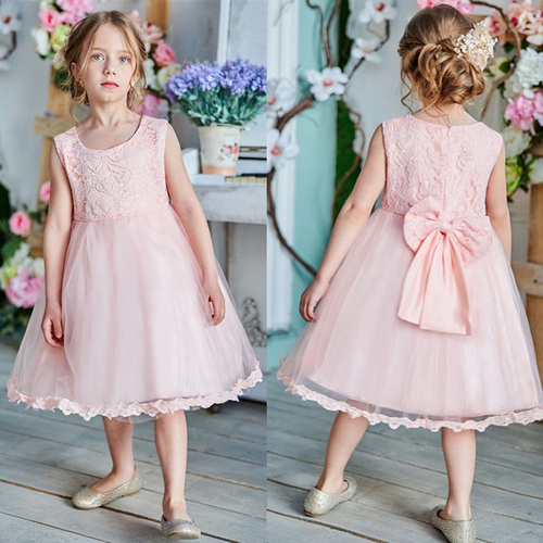 Summer Girl Princess Wedding Dress Sleeveless Bow