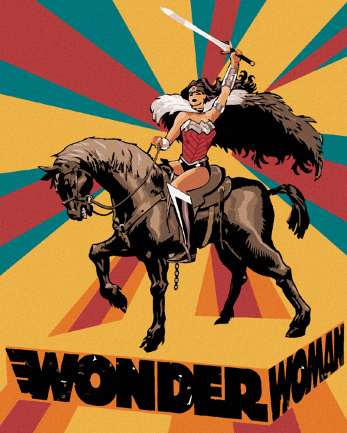 Zuty - Paint by Numbers - WONDER WOMAN ON A HORSE POSTER, 40x50 cm