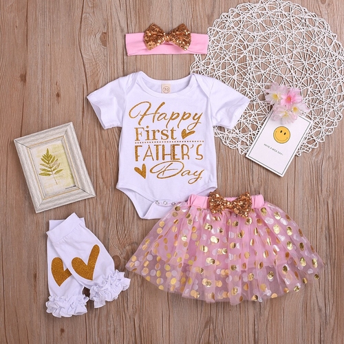 Kids Baby Girl Letter Romper Tulle Bow Sequin