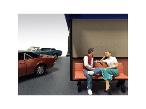 Sitting Couple Adam and Kristan 2 piece Figurine Set for 1/18 Scale